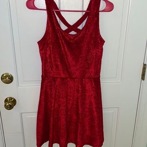 Red Lace design velvet dress